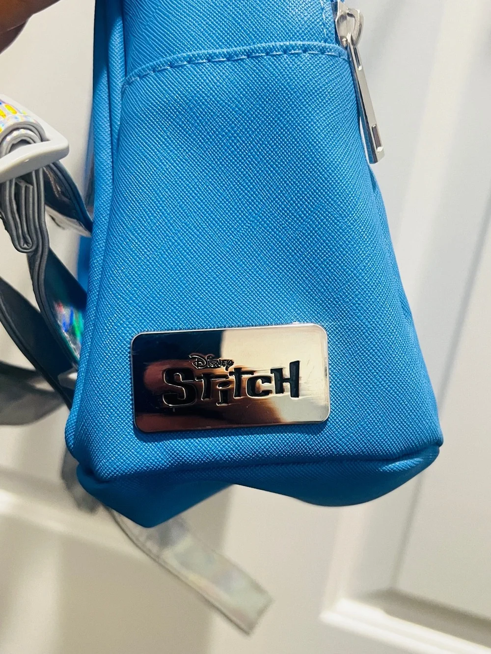 Disney Blue Stitch Kids Backpack with Purple Ear Accents